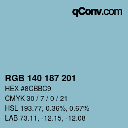 Color code: RGB 140 187 201 | qconv.com