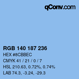 Color code: RGB 140 187 236 | qconv.com