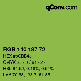 Color code: RGB 140 187 72 | qconv.com