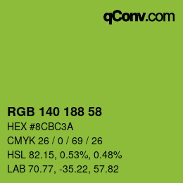 Color code: RGB 140 188 58 | qconv.com
