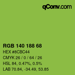 Color code: RGB 140 188 68 | qconv.com