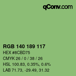 Color code: RGB 140 189 117 | qconv.com