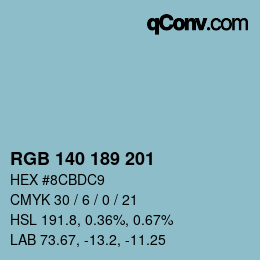 Color code: RGB 140 189 201 | qconv.com