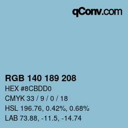 Color code: RGB 140 189 208 | qconv.com