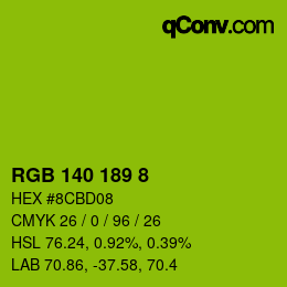 Color code: RGB 140 189 8 | qconv.com