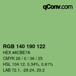 Farbcode: RGB 140 190 122 | qconv.com