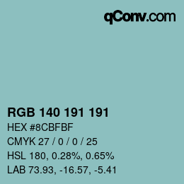 カラーコード: RGB 140 191 191 | qconv.com