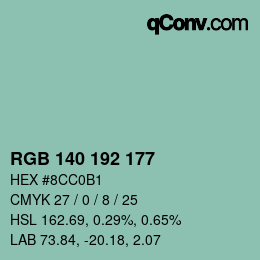 颜色代码: RGB 140 192 177 | qconv.com