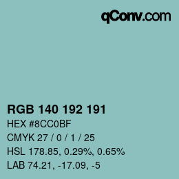 颜色代码: RGB 140 192 191 | qconv.com