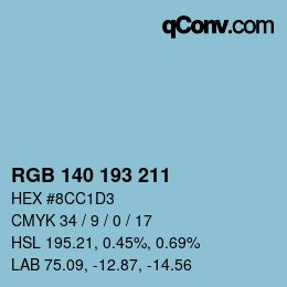 カラーコード: RGB 140 193 211 | qconv.com