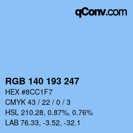カラーコード: RGB 140 193 247 | qconv.com