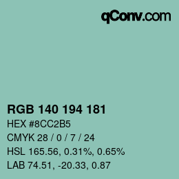 Color code: RGB 140 194 181 | qconv.com