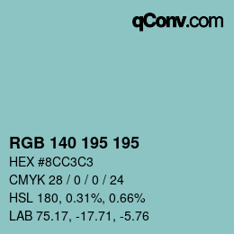 カラーコード: RGB 140 195 195 | qconv.com