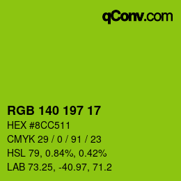 Color code: RGB 140 197 17 | qconv.com