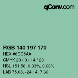 カラーコード: RGB 140 197 170 | qconv.com