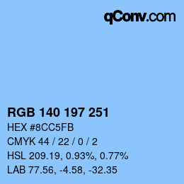 カラーコード: RGB 140 197 251 | qconv.com