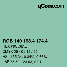 カラーコード: RGB 140 198.4 174.4 | qconv.com