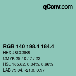 カラーコード: RGB 140 198.4 184.4 | qconv.com