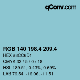 カラーコード: RGB 140 198.4 209.4 | qconv.com