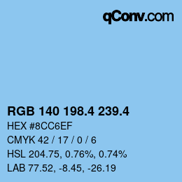 カラーコード: RGB 140 198.4 239.4 | qconv.com