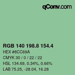 カラーコード: RGB 140 198.8 154.4 | qconv.com