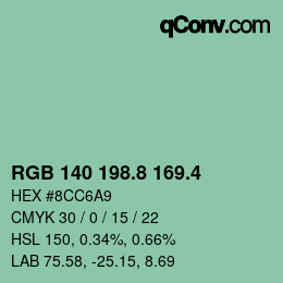 カラーコード: RGB 140 198.8 169.4 | qconv.com