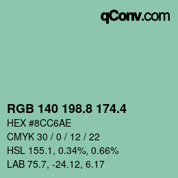 カラーコード: RGB 140 198.8 174.4 | qconv.com
