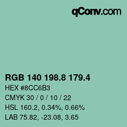 カラーコード: RGB 140 198.8 179.4 | qconv.com