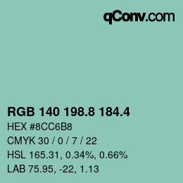 カラーコード: RGB 140 198.8 184.4 | qconv.com
