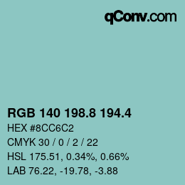 カラーコード: RGB 140 198.8 194.4 | qconv.com