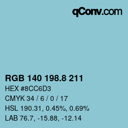 カラーコード: RGB 140 198.8 211 | qconv.com