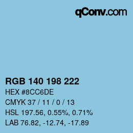 Color code: RGB 140 198 222 | qconv.com
