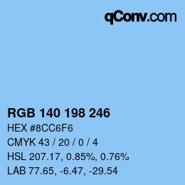 カラーコード: RGB 140 198 246 | qconv.com