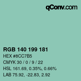颜色代码: RGB 140 199 181 | qconv.com