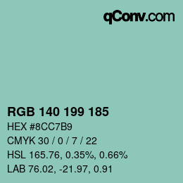 カラーコード: RGB 140 199 185 | qconv.com