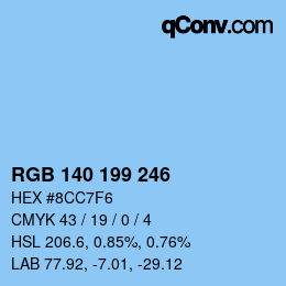 カラーコード: RGB 140 199 246 | qconv.com