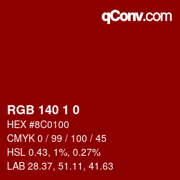 Color code: RGB 140 1 0 | qconv.com