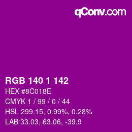 颜色代码: RGB 140 1 142 | qconv.com