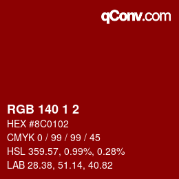 カラーコード: RGB 140 1 2 | qconv.com