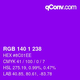 カラーコード: RGB 140 1 238 | qconv.com