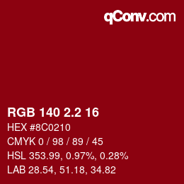 カラーコード: RGB 140 2.2 16 | qconv.com