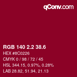 カラーコード: RGB 140 2.2 38.6 | qconv.com