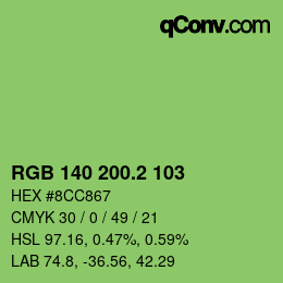 カラーコード: RGB 140 200.2 103 | qconv.com