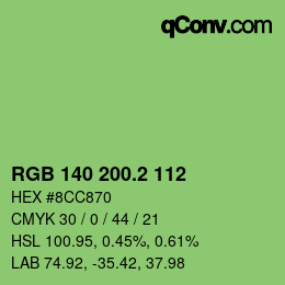 カラーコード: RGB 140 200.2 112 | qconv.com