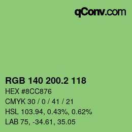 カラーコード: RGB 140 200.2 118 | qconv.com