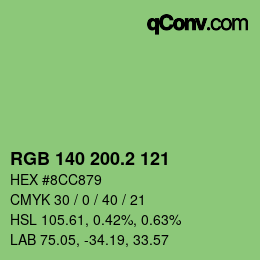 カラーコード: RGB 140 200.2 121 | qconv.com