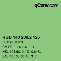 カラーコード: RGB 140 200.2 126 | qconv.com