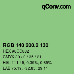 カラーコード: RGB 140 200.2 130 | qconv.com
