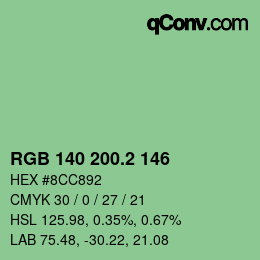 カラーコード: RGB 140 200.2 146 | qconv.com