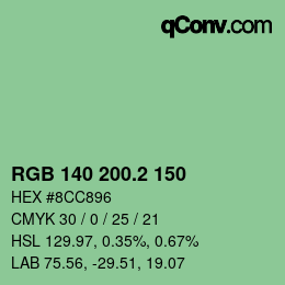 カラーコード: RGB 140 200.2 150 | qconv.com